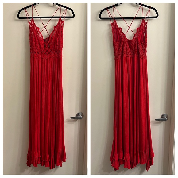 Free People Adella Maxi Dress Red Size Medium - Picture 4 of 12